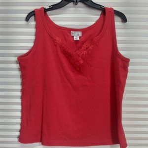 Anne Lewin Red Cotton Large Tank Top